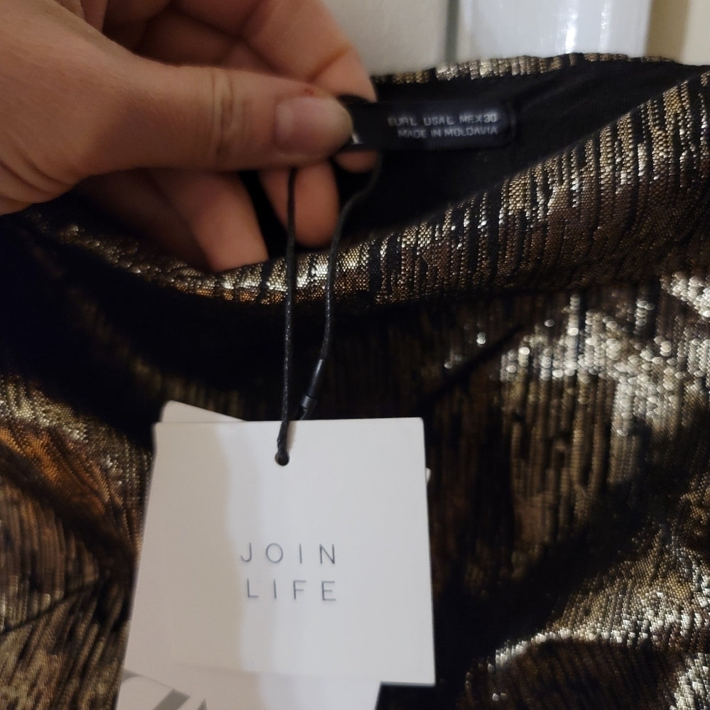 Zara Metallic Ruffled Mini Dress - Picture 8 of 14